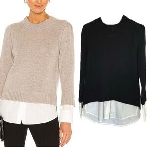 Brochu Walker The Eton Cashmere Black White Long Sleeve Sweater S